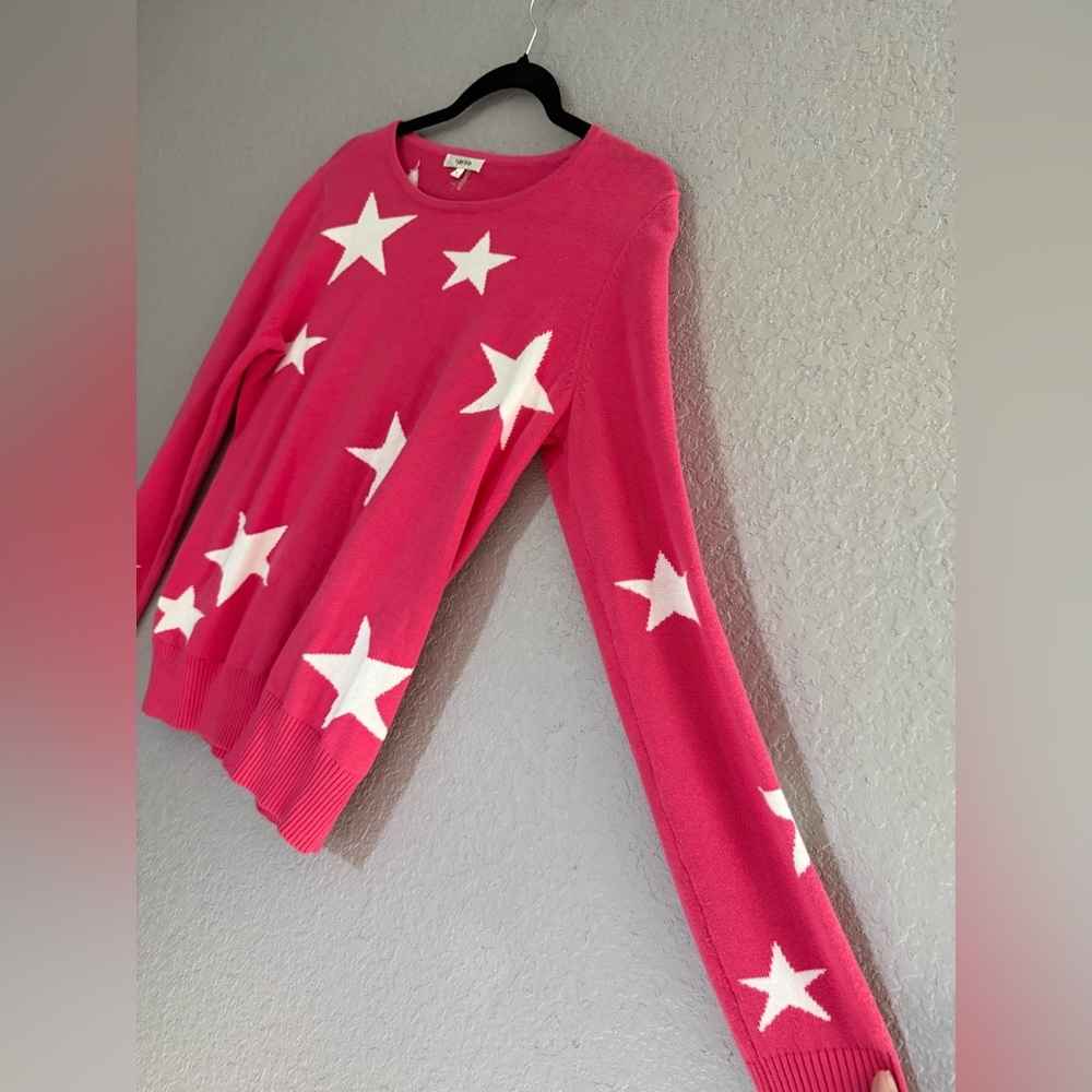 Tyler Boe Hot Pink Star Intarsia Sweater - Picture 5 of 6